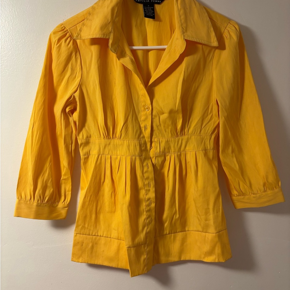 Yellow Button-Up Blouse